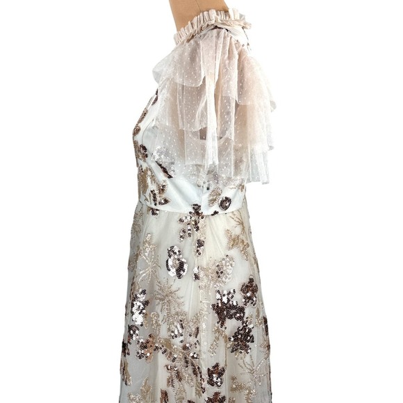 Jessakae Collection Moonlight Dress Sequin Ruffle Neck Party Cocktail Medium - Picture 14 of 16